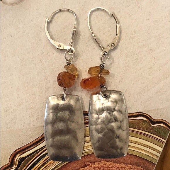 Rare Vintage Silpada Sterling Silver Citrine and Carnelian Stone Earrings W0887 - Picture 4 of 16